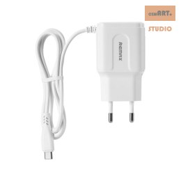 ADAPT SIEC 2xUSB REMAX WHITE RP-U22 PRO + KABEL TYPE-C 2.4 A