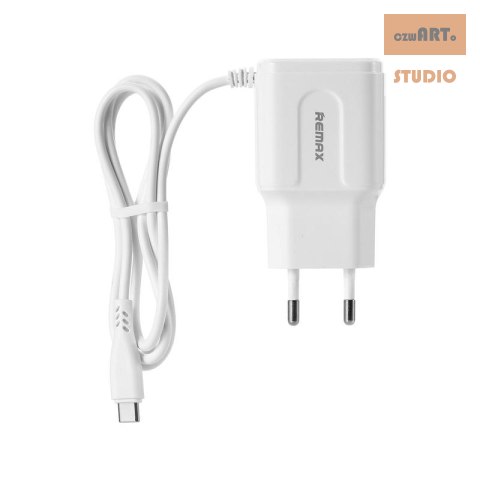 ADAPT SIEC 2xUSB REMAX WHITE RP-U22 PRO + KABEL TYPE-C 2.4 A