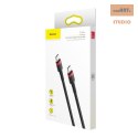 KABEL BASEUS CAFULE PD2.0 60W TYPE-C/C (20V 3A) 1M RED/BLACK, POWER DELIVERY