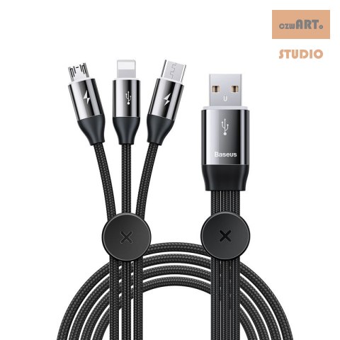 KABEL BASEUS CAR CO-SHARING USB 1M BLACK FOR M/L/TYPE-C 3.5A