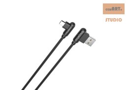 KABEL MX CORNER FAST CHARGE MICRO USB 2.4A / 1m, BLACK / CZARNY, KĄTOWY