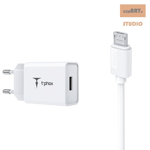 ŁAD SIEC T-PHOX MINI-EU MICRO USB WHITE 1.2M 2.4A