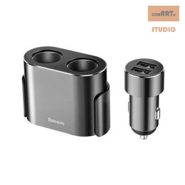 ROZGAŁĘŹNIK SAM BASEUS BLACK 80W DWA GNIAZDA SAMOCHODOWE+2xUSB 3.1A