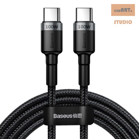 KABEL BASEUS CAFULE USB-C/USB-C QC 3.0 PD 2.0 100W 5A 2M GREY/BLACK