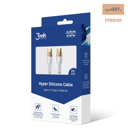 3MK KABEL HYPER TYPE-C/TYPE-C 2M 100W 5A SILICONE WHITE