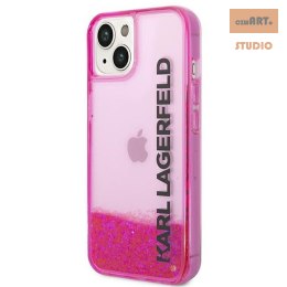 KARL LAGERFELD IPHONE 14 LIQUID GLITTER ELONGATED LOGO KLHCP14SLCKVF PINK