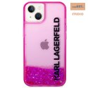 KARL LAGERFELD IPHONE 14 LIQUID GLITTER ELONGATED LOGO KLHCP14SLCKVF PINK