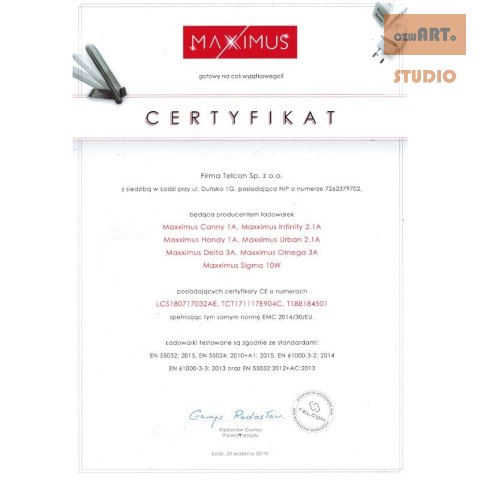 Ład. sam. Maxximus Canny 1A + Type-C Ład. sam. Maxximus Canny 1A + Type-C