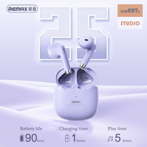 Słuchawki bluetooth REMAX TWS-19 fiolet PURPLE Słuchawki bluetooth REMAX TWS-19 fiolet PURPLE