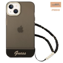 GUESS IPHONE 14 PLUS TRANSLUCENT PEARL STRAP GUHCP14MHGCOHK CZARNY/BLACK