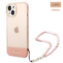 GUESS IPHONE 14 PLUS TRANSLUCENT PEARL STRAP GUHCP14MHGCOHP RÓŻOWY/PINK