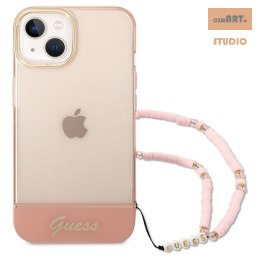 GUESS IPHONE 14 PLUS TRANSLUCENT PEARL STRAP GUHCP14MHGCOHP RÓŻOWY/PINK