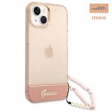 GUESS IPHONE 14 PLUS TRANSLUCENT PEARL STRAP GUHCP14MHGCOHP RÓŻOWY/PINK