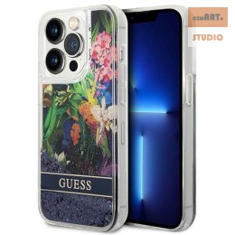 GUESS IPHONE 14 PRO FLOWER LIQUID GLITTER GUHCP14LLFLSB NIEBIESKI/BLUE