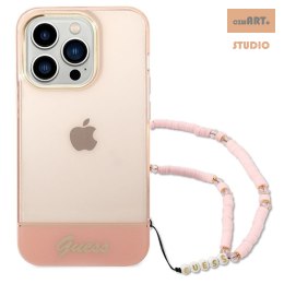 GUESS IPHONE 14 PRO MAX TRANSLUCENT PEARL STRAP GUHCP14XHGCOHP RÓŻOWY/PINK