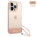 GUESS IPHONE 14 PRO MAX TRANSLUCENT PEARL STRAP GUHCP14XHGCOHP RÓŻOWY/PINK