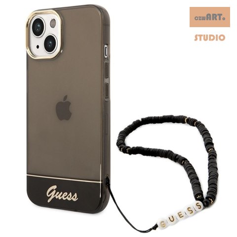 GUESS IPHONE 14 TRANSLUCENT PEARL STRAP GUHCP14SHGCOHK CZARNY/BLACK