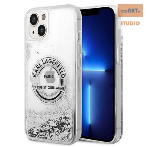 KARL LAGERFELD IPHONE 14 PLUS LIQUID GLITTER RSG LOGO KLHCP14MLCRSGRS SILVER