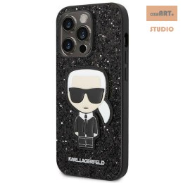 KARL LAGERFELD IPHONE 14 PRO MAX GLITTER FLAKES IKONIK KLHCP14XGFKPK BLACK