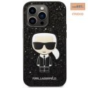 KARL LAGERFELD IPHONE 14 PRO MAX GLITTER FLAKES IKONIK KLHCP14XGFKPK BLACK