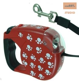Smycz automatyczna dla psa z latarką do 15kg, 5m retro styl
