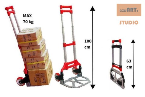 WÓZEK RĘCZNY MAGAZYNOWY aluminiowy składany 75KG WÓZEK RĘCZNY MAGAZYNOWY aluminiowy składany 75KG