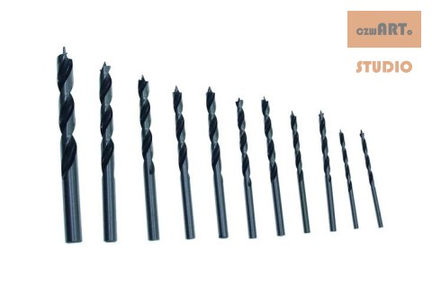 Wiertła do drewna, Komplet 3-10 mm, 11 sztuk Wiertła do drewna, Komplet 3-10 mm, 11 sztuk
