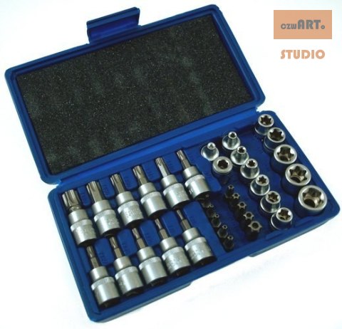 Zestaw bitów i nasadek TORX, TORX BO, 34el Zestaw bitów i nasadek TORX, TORX BO, 34el