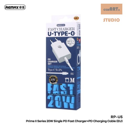 ŁAD SIEC REMAX PRIME II SERIES 20W RP-U5 + KABEL USB-C/LIGHTNING 1M ŁAD SIEC REMAX PRIME II SERIES 20W RP-U5 + KABEL USB-C/LIGHTNING 1M