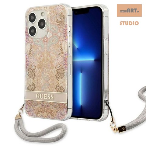 GUESS IPHONE 13 PRO MAX FLOWER STRAP GUHCP13XHFLSD ZŁOTY/GOLD