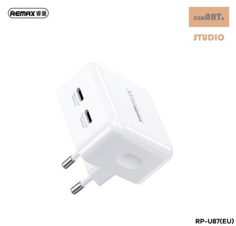 ŁAD SIEC REMAX FIYEO SERIES 35W RP-U87 2xUSB-C PD QC WHITE