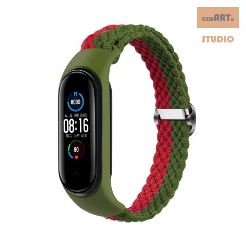 Opaska pleciona Smart Band M3/M4/M5/M6 GREEN-RED / ZIELONO-CZERWONY