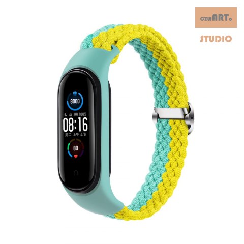 Opaska pleciona Smart Band M3/M4/M5/M6 MINT-YELLOW / MIĘTOWO-ŻÓŁTY