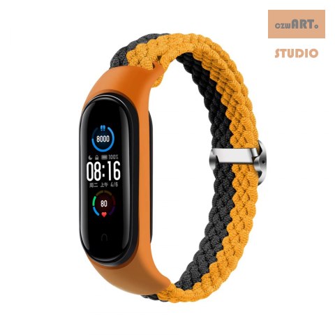 Opaska pleciona Smart Band M3/M4/M5/M6 ORANGE-GRAY / POMARAŃCZOWO-SZARY