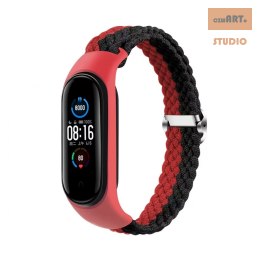 Opaska pleciona Smart Band M3/M4/M5/M6 RED-BLACK / CZERWONO-CZARNY