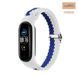 Opaska pleciona Smart Band M3/M4/M5/M6 WHITE-BLUE / BIAŁO-NIEBIESKI