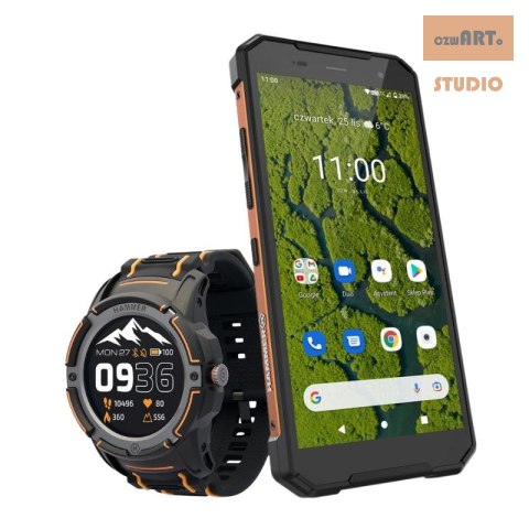 ZESTAW SMARTFON HAMMER EXPLORER PLUS ECO ORANGE/POMARAŃCZOWY + HAMMER WATCH PLUS