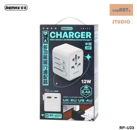 ŁAD PODRÓŻNA REMAX ASTRO SERIES RP-U23 EU/US/CN/AU 2.4A WHITE ŁAD PODRÓŻNA REMAX ASTRO SERIES RP-U23 EU/US/CN/AU 2.4A WHITE
