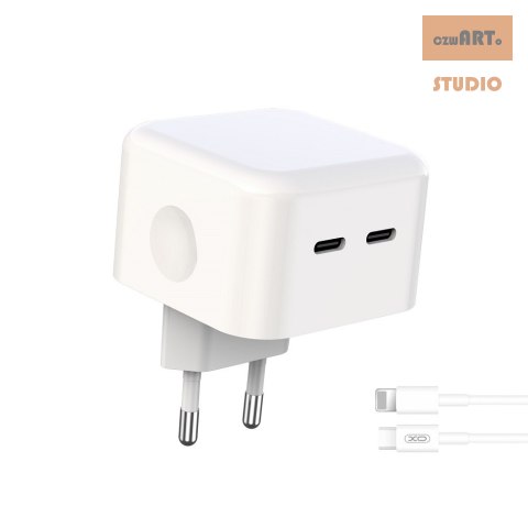 XO ŁAD SIEC L102 PD 35W 2x USB-C WHITE KABEL LIGHTNING XO ŁAD SIEC L102 PD 35W 2x USB-C WHITE KABEL LIGHTNING