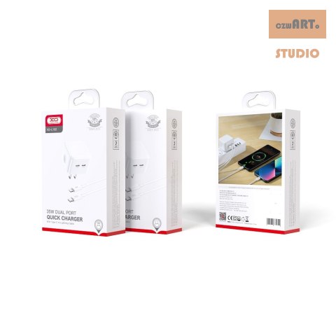 XO ŁAD SIEC L102 PD 35W 2x USB-C WHITE KABEL LIGHTNING XO ŁAD SIEC L102 PD 35W 2x USB-C WHITE KABEL LIGHTNING