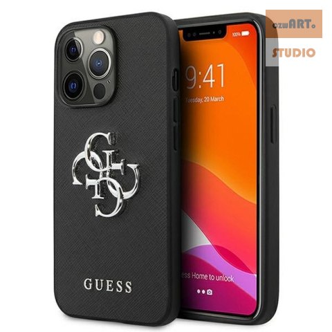 GUESS IPHONE 13 PRO SAFFIANO METAL LOGO GUHCP13LSA4GSBK CZARNY/BLACK