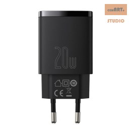 ŁAD SIEC BASEUS COMPACT QC USB-USB-C 20W CZARNA/BLACK