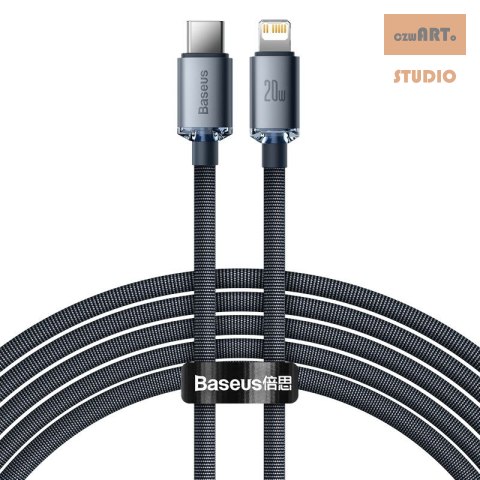 KABEL BASEUS CRYSTAL SHINE 20W 2M PD USB-C LIGHTNING BLACK