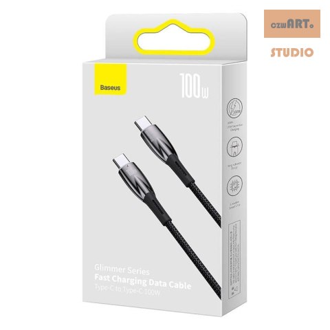 KABEL BASEUS GLIMMER USB-C/USB-C 100W 1M BLACK KABEL BASEUS GLIMMER USB-C/USB-C 100W 1M BLACK
