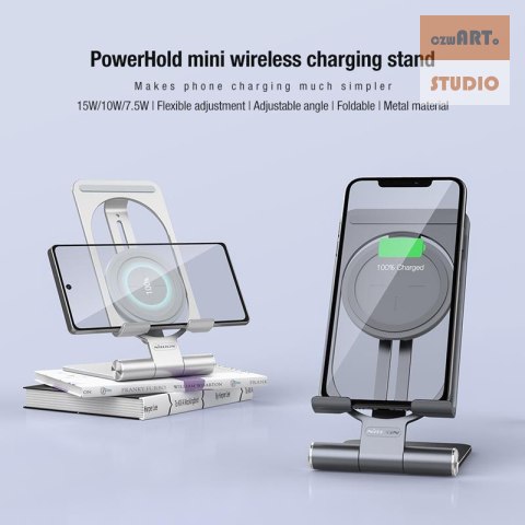 NILLKIN POWER HOLD MINI STAND 15W FAST WIRELESS CHARGER, GRAY / SZARY NILLKIN POWER HOLD MINI STAND 15W FAST WIRELESS CHARGER, GRAY / SZARY