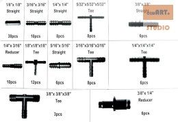 Zestaw złączek, redukcji do wężyków 113szt PRÓŻNIA