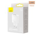 ŁAD SIEC BASEUS COMPACT QC 2xUSB/USB-C PD 3A 30W BIAŁA/WHITE