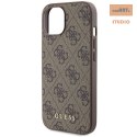 GUESS IPHONE 15 METAL GOLD LOGO GUHCP15SG4GFBR BRĄZOWY/BROWN