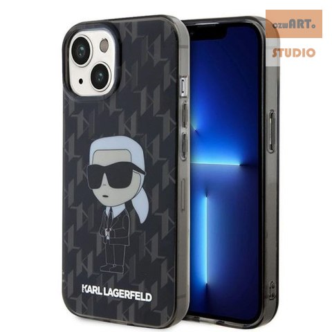 KARL LAGERFELD IPHONE 15 MONOGRAM IKONIK KLHCP15SHNKMKLK CZARNY/BLACK