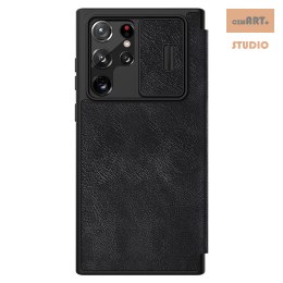 Nillkin Qin Pro Leather Case Samsung S22 Ultra, BLACK / CZARNY